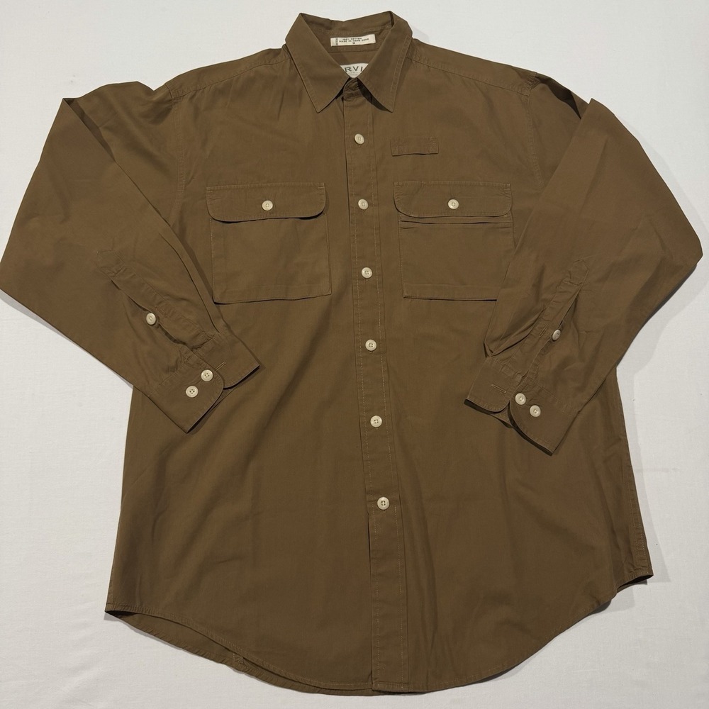 Vintage Orvis Field Shirt Mens M Brown Cotton Bi-Swing Hunting Relaxed Fit
